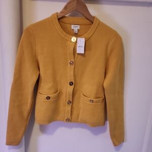 J. Crew Mustard Yellow Cardigan Sweater